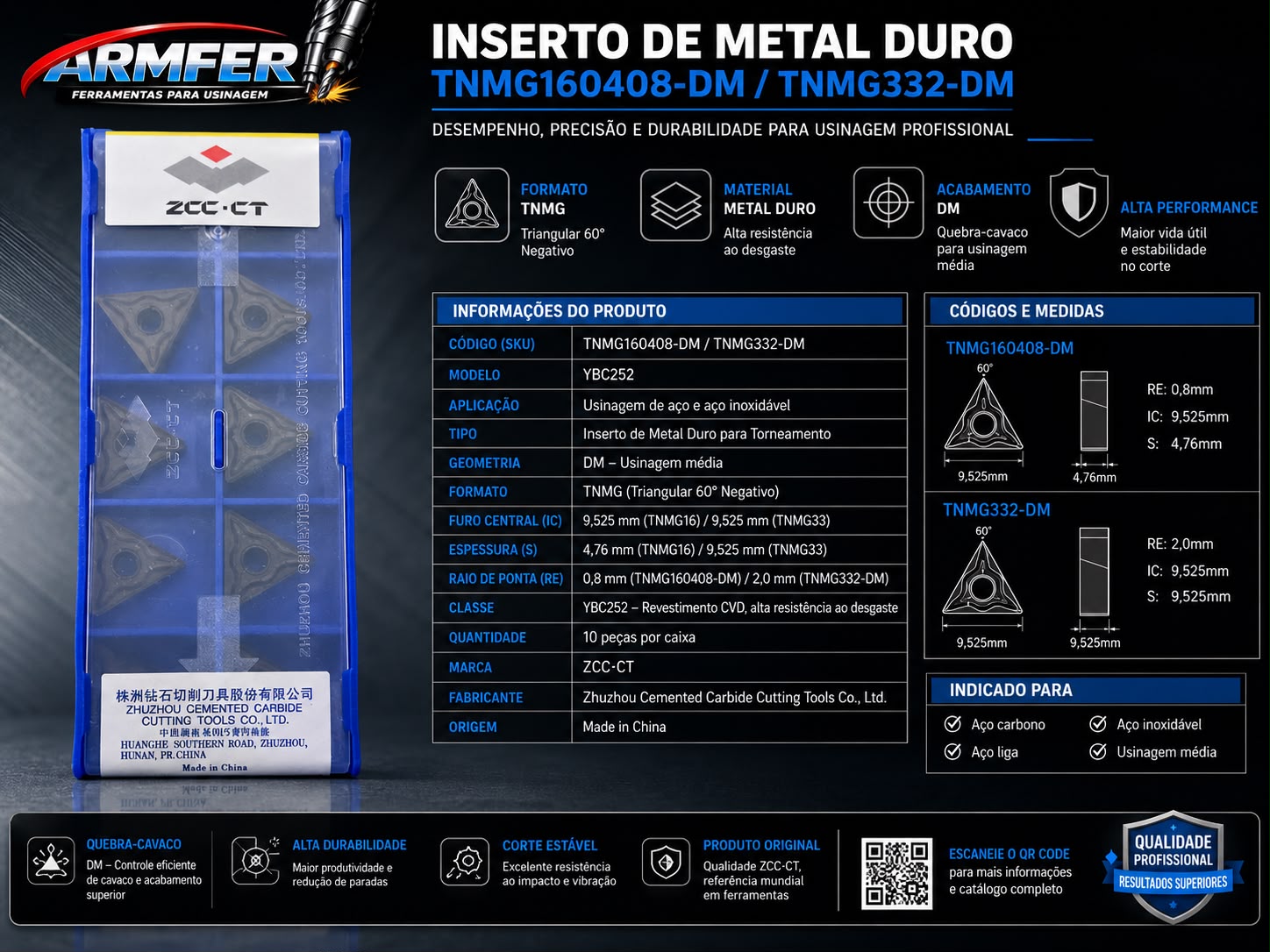 (zcc ct) inserto tnmg160408 dm ybc252 (zcc ct) inserto tnmg160408 dm ybc252