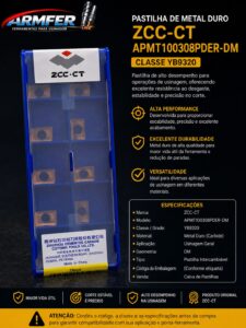 Pastilha de Metal Duro ZCC-CT APMT100308PDER - Caixa c/10und