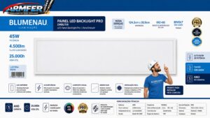 (BLUMENAU) - Painel LED Blackligth Pro 45W 4500lm Embutir 124,3x30,9cm