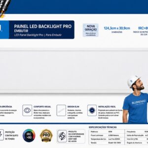 (blumenau) painel led blackligth pro 45w 4500lm embutir 124,3x30,9cm