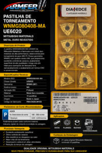 (DIAEDGE) - Inserto WNMG080408-MA UE6020 Mitsubishi Materials Metal Duro Revestido