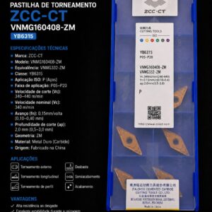 Inserto VNMG160408-ZM YB6315 (ZCC-CT)