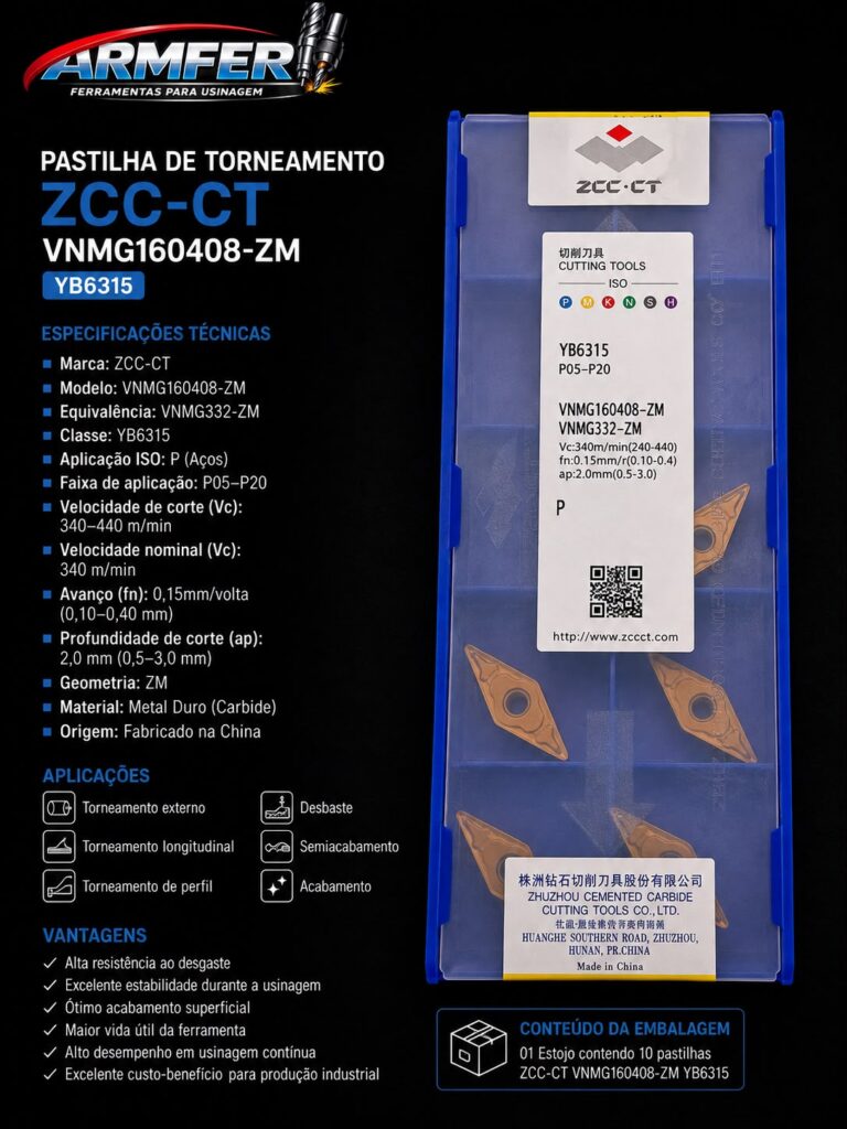 Inserto VNMG160408-ZM YB6315 (ZCC-CT)