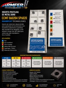 (SHARPCUT) - Pastilha de Torneamento CCMT 060204 SP6020