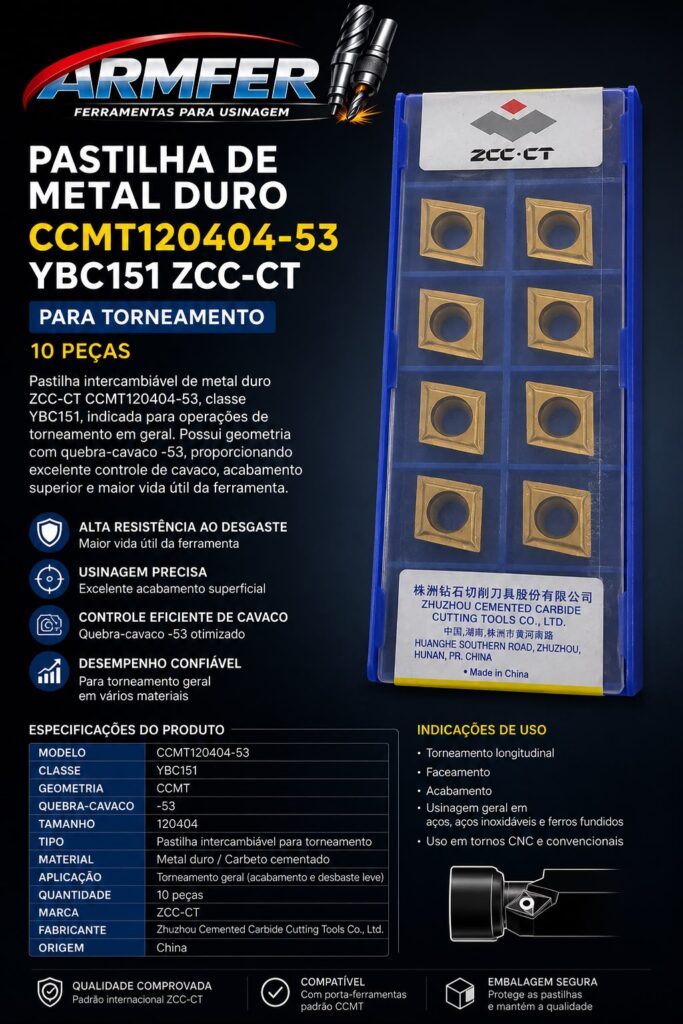 (zcc ct) inserto ccmt120404 53 ybc151